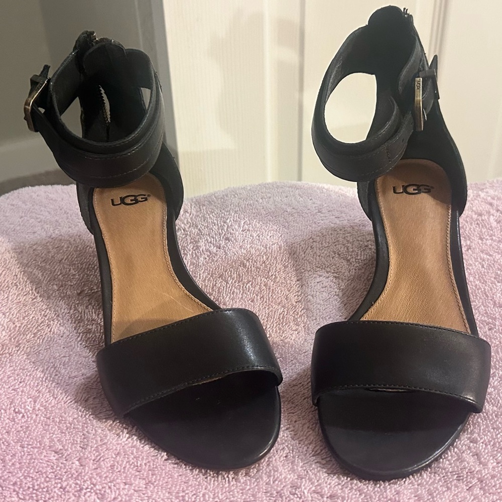 UGG Women's Black Ankle Strap Heels